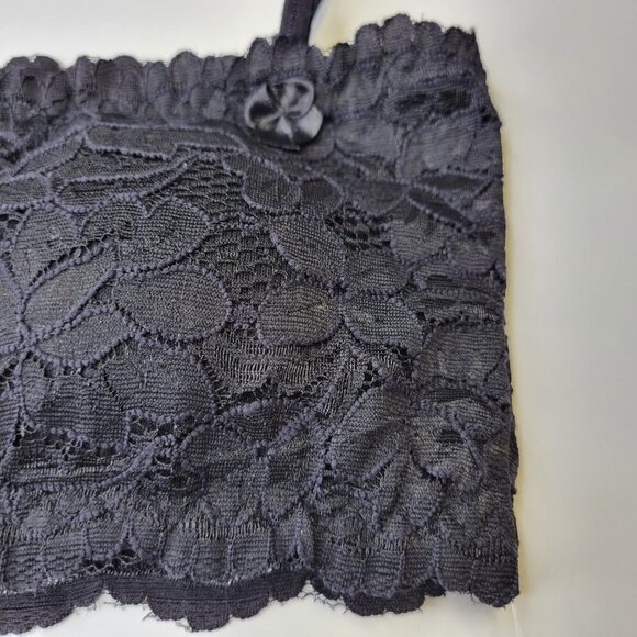 Sexy Black Bralette Crop Top Lace Bandeau Adjustable Straps Removable Pads - NEW - Picture 5 of 12